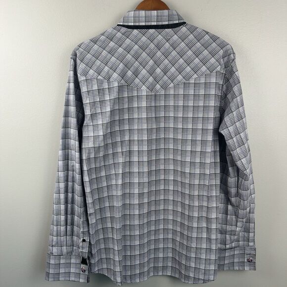 English Hero  Men’s Large Shirt Another Tricky Day Gray Button Up Geometric Rock - Picture 8 of 11